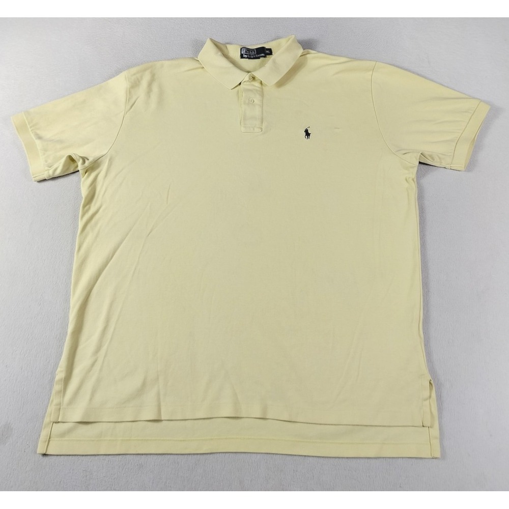 Vintage Polo Ralph Lauren Polo Shirt Mens XL Yellow Solid Cotton Pony Preppy
